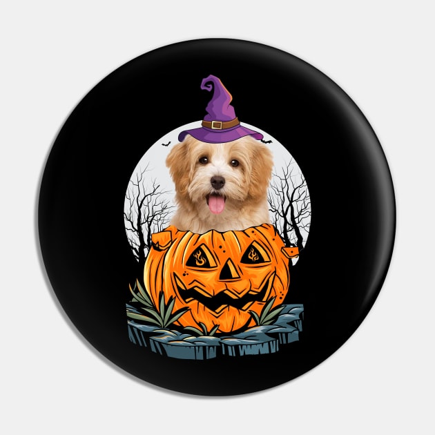 Havanese Halloween Dog Shirt With Witch Hat Pumpkin Funny Gift Pin by CoolTees