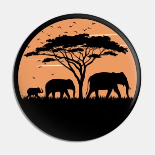 Elephants at Sunset Pin