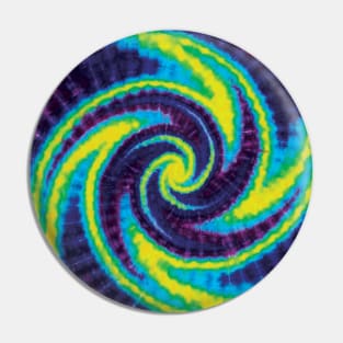 Wig Wag Spiral Cyan Yellow Purple Green Tie Dye Pin