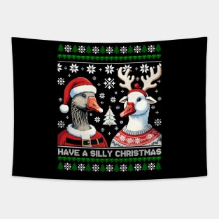 Funny Goose Gift Men Women Kids Silly Goose Ugly Christmas Tapestry