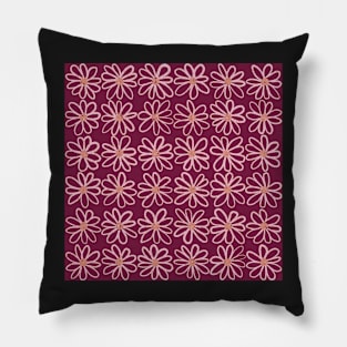 Burgundy Daisy grid Pillow