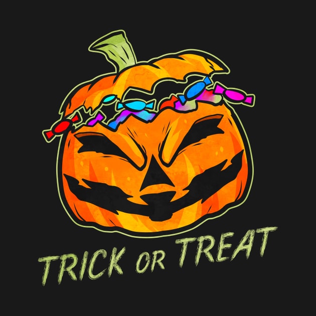 Pumpkin with Sweets Trick or Treat Halloween by SinBle