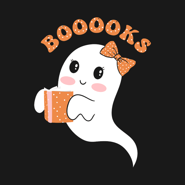 Booooks Ghost Funny Book Reading Halloween Cute Teacher women by StarTshirts