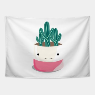 cute cactus plant with smiley vase pot - cute Tapestry