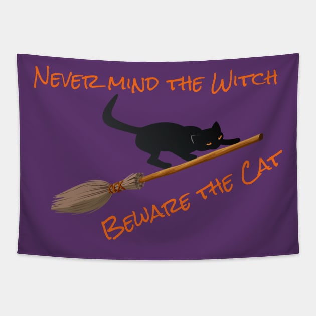 Never Mind The Witch Beware The cat Tapestry by Bunnuku