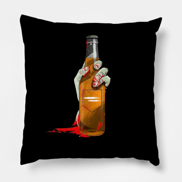 Zombie Hand Double Tap on Black Pillow by LANStudios