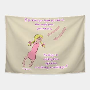 Throw your hands up - lighter complexion, pink dress Tapestry