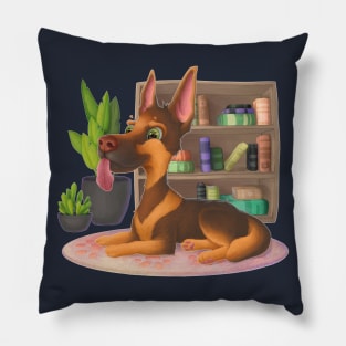 The digital painted dog (Navy version) Pillow