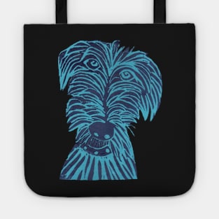 Dog,Scruffy Mutt, Blue Tote