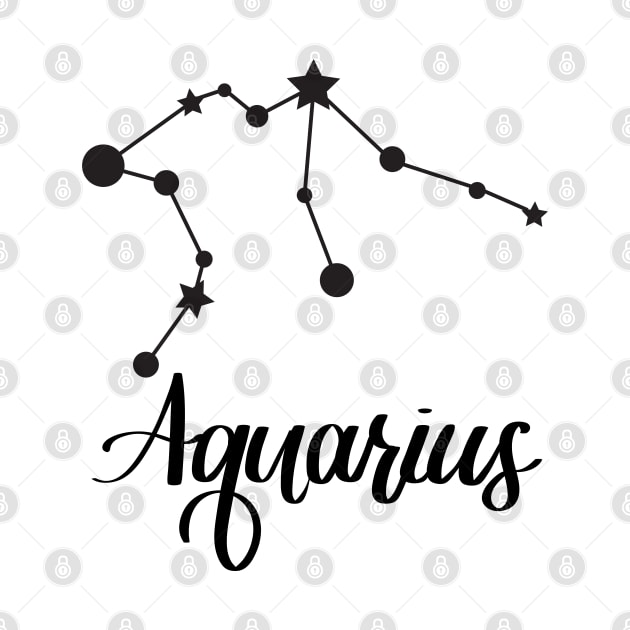 Aquarius Zodiac Constellation in Black by Kelly Gigi