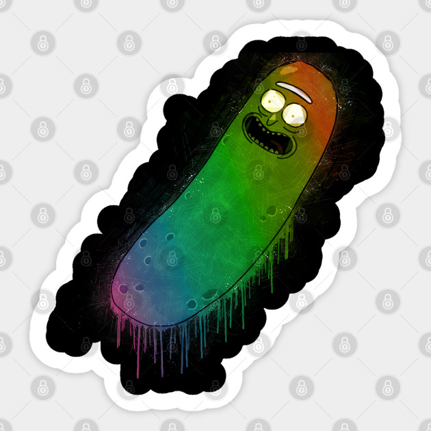 Pickle Rick Street Art Rainbow Painting Rick And Morty Sticker