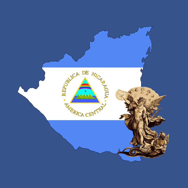 Nicaragua Flag Map and St Michael the Archangel Angel by hispanicworld