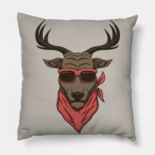 Cool Deer Head with Sunglasses Pillow by SLAG_Creative