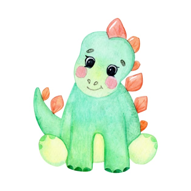 Cute green baby dinosaur by DreamLoudArt