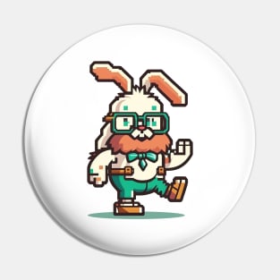 Cute happy kawaii 8-bit 16-bit pixel easter rabbit bunny Pin