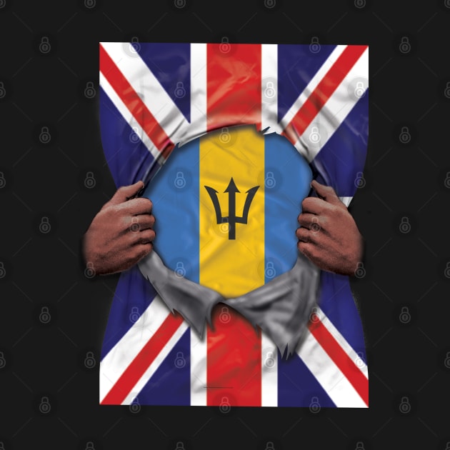 Barbados Flag Great Britain Flag Ripped - Gift for Barbadian From Barbados by Country Flags