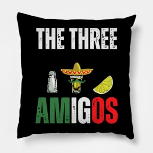 The 3 Three Amigos T-shirt Funny salt, tequila & lime Fiesta Pillow