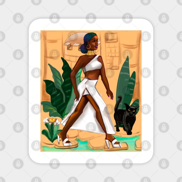 Cat walk. Black is beautiful Afro queen Striding- The best Gifts for black women 2022, women of Color, women of colour, Magnet by Artonmytee