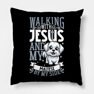 Jesus and dog - Maltese Pillow