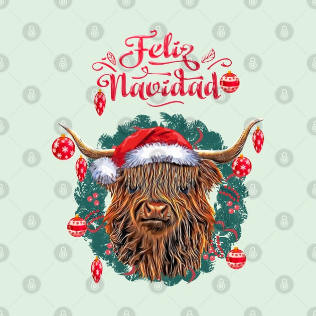 Christmas Highland Cow, feliz navidad by Collagedream