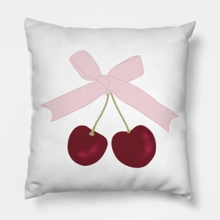 cherries knot ribbon aesthetic dollette coquette pink red Pillow