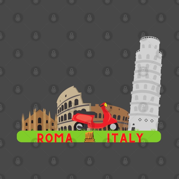 Roman Holiday. In this picture you can see some of the main attractions of this province of Lazio. And the most popular mode of transport, not only in Rome but also in all of Italy! by Atom139