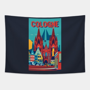 A Vintage Travel Art of Cologne - Germany Tapestry