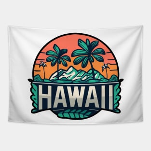 Hawaii Retro Sunset Tapestry