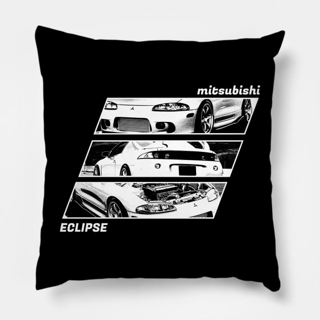 MITSUBISHI ECLIPSE D30 Black 'N White Archive 2 (Black Version) Pillow by Cero