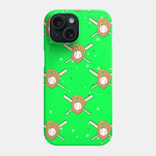 Baseball Symbols - Seamless Pattern on Green  Background Phone Case