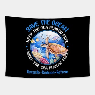 Turtle Save The Ocean Keep The Sea Plastic Free Tapestry