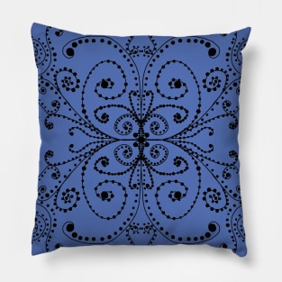 Corn Flower Blue Swirls and Dots Doodle Graphic Design Pillow