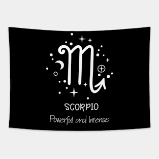 Scorpio Personality White Text Tapestry