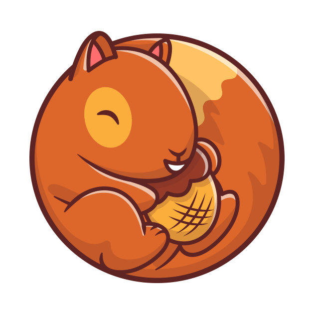 Cute Squirrel Holding Acorn Nut by Catalyst Labs