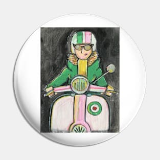 Retro Scooter, Classic Scooter, Scooterist, Scootering, Scooter Rider, Mod Art Pin