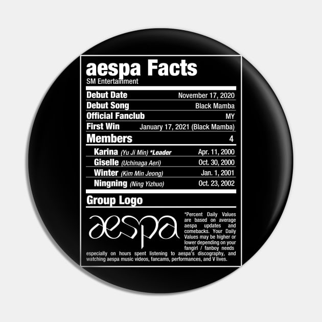 aespa Kpop Nutritional Facts 2 Pin by skeletonvenus