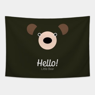 Hello! Little Bear - Cute Minimalist Bear Design Tapestry