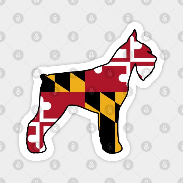 Giant Schnauzer Silhouette with Maryland Flag Magnet by Coffee Squirrel