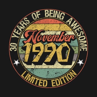 born November 1990 Vintage Gift T-Shirt