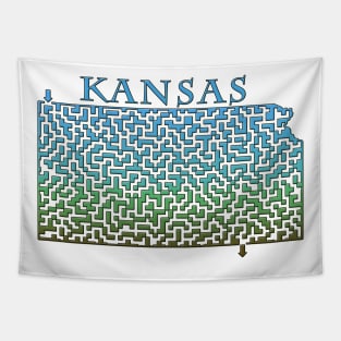 State of Kansas Colorful Maze Tapestry