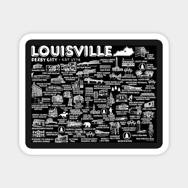 Louisville KY Map Magnet by fiberandgloss