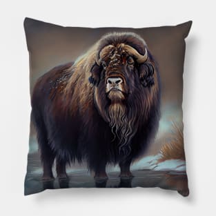 Arctic Muskox - Oil Paint Pillow