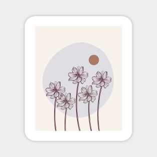 Minimalist Simple Abstract Pstel Pink Flower Garden  Design Magnet