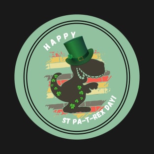 St Patricks Day Dinosaur Lover T Rex Green Clover Shamrock Design T-Shirt