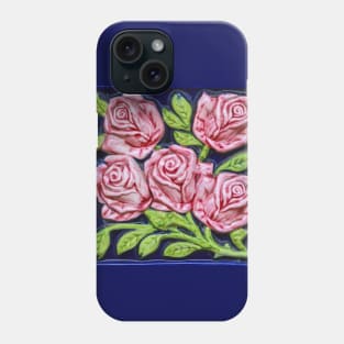 Pink Roses Majolica Floral Tile Phone Case