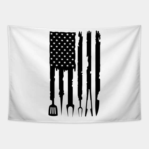 Barbecue American Flag, BBQ Smoker Grilling Tapestry by Myartstor 