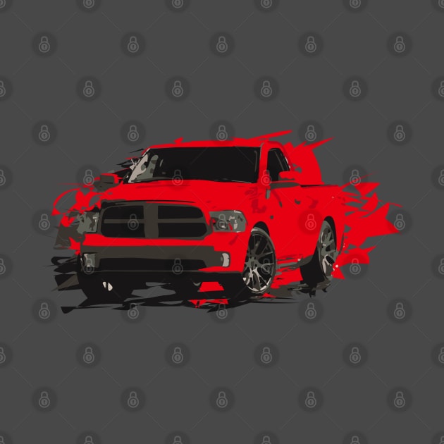 Red Dodge RAM pickup truck by mfz