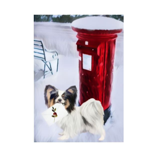 Papillon Christmas Postbox by NikkiBear67