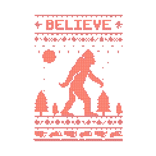 believe bigfoot ugly christmas T-Shirt