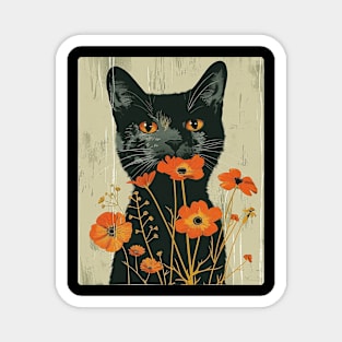 British Shorthair Cat Flowers Photo Cat Lover Gift Magnet